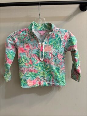 Lilly Pulitzer Kids Aqua & Pink Flamingo Rashguard
